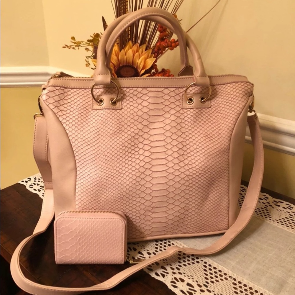 Lupoluna Pink Snakeskin Bag and Wallet Bundle
